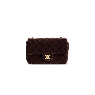 CHANEL MINI CLASSIC HANDBAG VELVET (20*12*6cm)